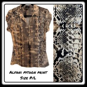 Alfani Python print tan & black & cream lightweight top XL